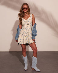 Wildflower Dream Floral Front Tie Mini Dress