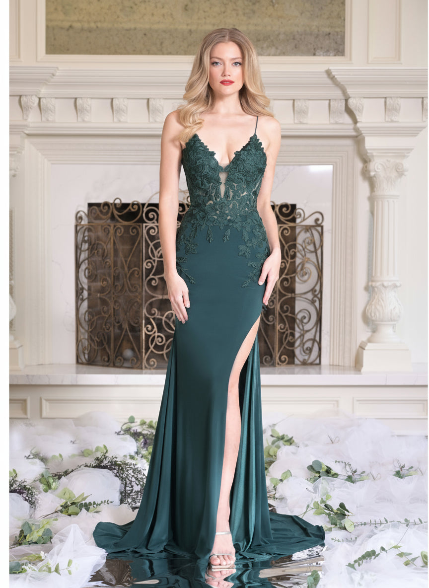 Colors G1086 Long Spaghetti Strap Fitted Prom Dress