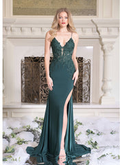 Colors G1086 Long Spaghetti Strap Fitted Prom Dress