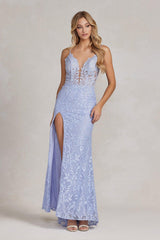 Nox Anabel G1148 Long Spaghetti Strap Lace Prom Gown