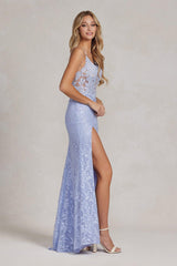 Nox Anabel G1148 Long Spaghetti Strap Lace Prom Gown