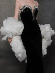 Sexy Evening Dresses Women Mermaid Sweetheart Black With Cape Long Prom Gown Party Wear Fashion Dresses N1808