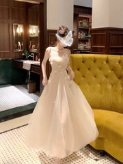 Modest French Style A Line Spaghetti Straps Tulle Fashion Women Long Formal Outfits Prom Dresses N2075
