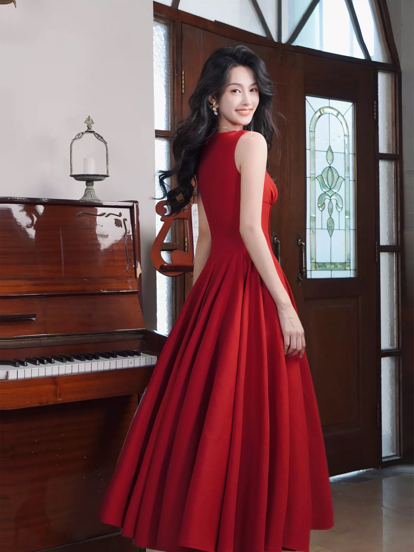 Simple A Line Spaghetti Strap Red Summer Formal For Women Girls Teens Prom Dresses N2209