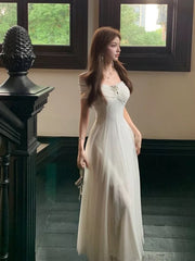 Modest Prom Dresses A Line Off The Shoulder White Chiffon With Sleeves Long Formal Dress N3158