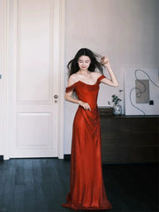 Sparkly Prom Dresses Mermaid Off The Shoulder Red Sequin Long Formal Evening Dress N3921