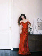 Sparkly Prom Dresses Mermaid Off The Shoulder Red Sequin Long Formal Evening Dress N3921