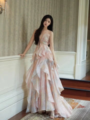 Cute Prom Dresses Ball Gown Sweethart Pink With Ruffles Long Formal Evening Dress N3927