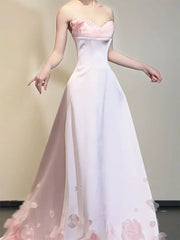 Elegant Prom Dresses Mermaid Sweetheart Pink Satin Sleeveless Long Formal Evening Dress N3958