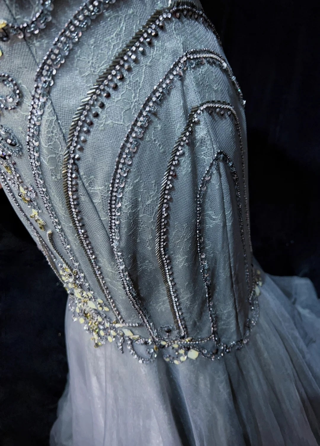 Trendy Prom Dresses Inspiration Mermaid Scoop Grey Blue Gala Tulle With Beading Formal Gowns N3195