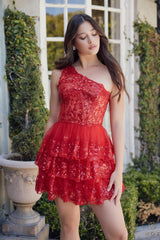 Nox Anabel K855 Short  A Line Tiered Cocktail Dress