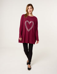 Heart Diamante Oversized Jumper