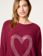 Heart Diamante Oversized Jumper