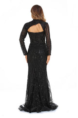 High Couture NR2247 Long Sleeve Formal Beaded Prom Gown