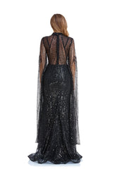 High Couture NR2260 Long Sleeve Formal Cape Dress