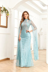 High Couture NR2260 Long Sleeve Formal Cape Dress