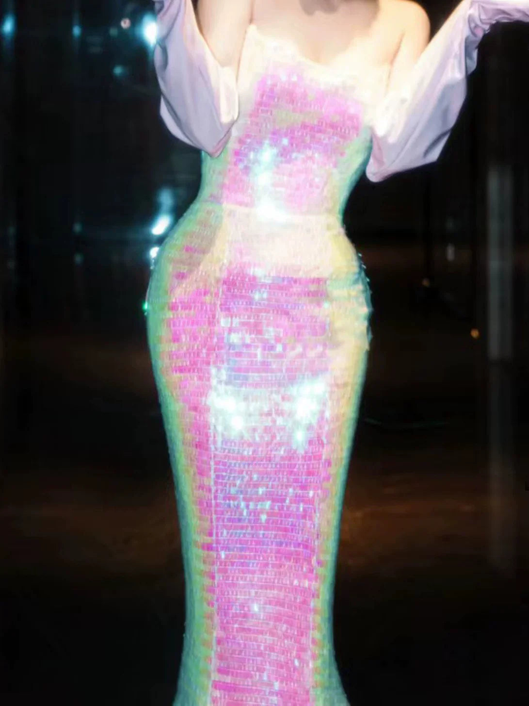 Sparkly Mermaid Evening Dress Strapless Sequins Prom Dress Long Party Dress 21st Birthday Outfits AB2315