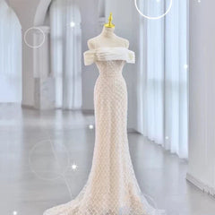 Modest Mermaid Spaghetti Straps White Sequin Prom Dresses Inspiration Long Party Night Evening Dress 20th Birthday Outfits AB2336
