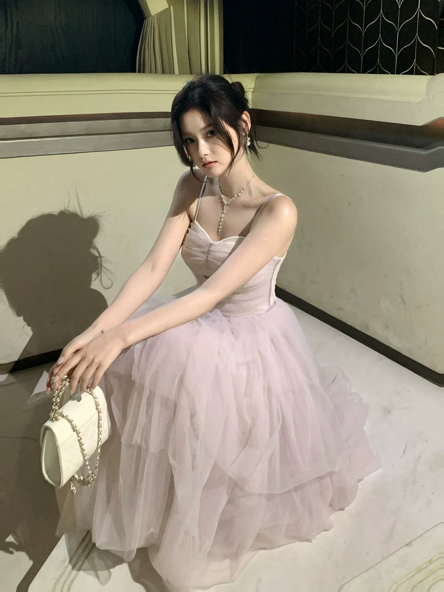 Modest A line Spaghetti Straps Pink Tulle Prom Dresses Wedding Guest Gown 16th Party Birthday Outfits AB2427