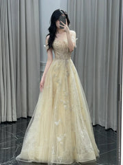 Classy A line Off The Shoulder With Cap Sleeves Sequins Long Formal Prom Dresses Dance Night Outfits Party Gowns AB2200