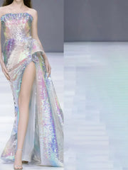 Sparkly Ball Gown Strapless Sequins With Slit Colorful Prom Dresses Inspiration Long Party Night Gowns 20th Birthday Outfits AB2301