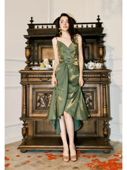 Modest Mermaid Spaghetti Straps Olive Green Prom Dresses High School Teens Senior Graduation Dance Party Outfits AB2513