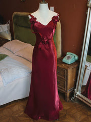 Vintage 1950s Mermaid V Neck Burgundy Prom Dresses Inspiration Long Party Evening Dress 18th Birthday Outfits AB2377
