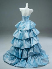 Princess Ball Gown Sweetheart Blue Tiered Bodice Prom Dresses Inspiration Long Party Night Gowns 20th Birthday Outfits AB2250