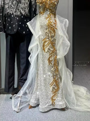 Sparkly Mermaid Sweetheart Gold Sequins Prom Dresses Inspiration Long Party Night Gowns 19th Birthday Outfits AB2260