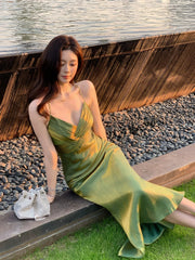 Modest Mermaid Halter Green Prom Dresses Wedding Guest Gown 18th Nigh Party Birthday Outfits AB2422