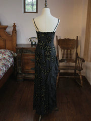 Vintage 1960s Mermaid Spaghetti Straps Black Chiffon Prom Dresses Inspiration Long Party Evening Dress 18th Birthday Outfits AB2387