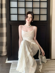 Modest Mermaid Spaghetti Straps Sequins Ivory Prom Dresses Wedding Guest Gown 16th Nigh Party Birthday Outfits AB2426
