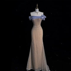 Modest Prom Dresses Aesthetic Mermaid Off The Shoulder Champagne Inspiration With Short Sleeves Long Party Formal Gown AB2334