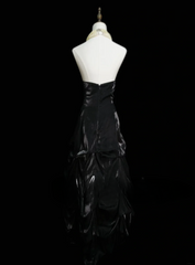 Chic Formal Mermaid Spaghetti Strap White Tops Black Skirt Satin With Beads Style Impress Long Prom Dresses Party Gowns OB033