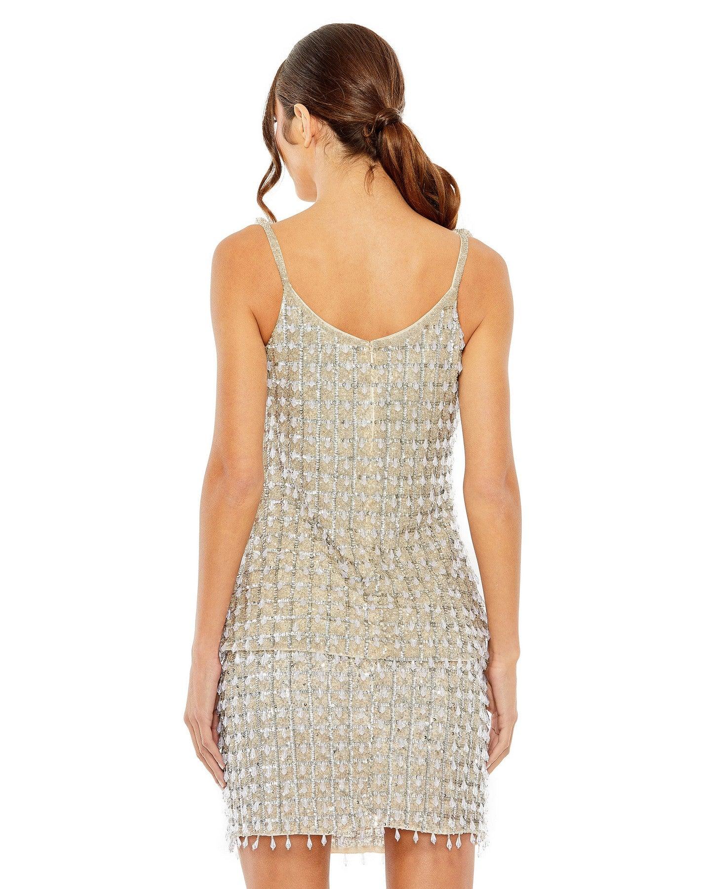Formal Spaghetti Strap Beaded Top Beaded Bodice Mac Duggal R5697