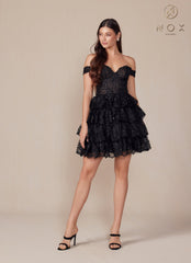 Nox Anabel R877 A Line Sequin Short Cocktail Dress