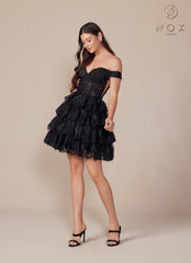 Nox Anabel R877 A Line Sequin Short Cocktail Dress
