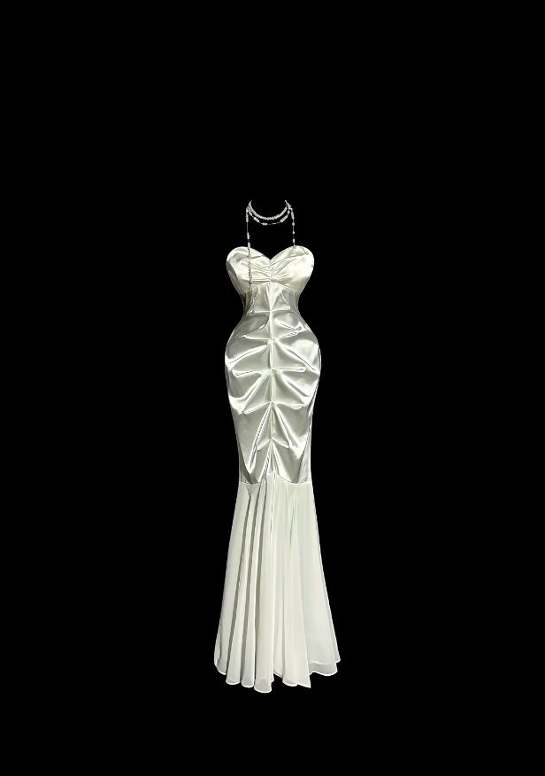 Charming Prom Dresses Mermaid White Sweetheart With Ruffled Long Evening Outfits N3429