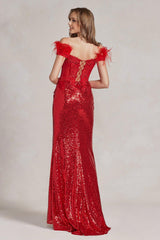 Nox Anabel S1229 Long Off Shoulder Sexy Prom Gown