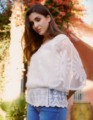 Sun Flower Lace Sleeve Blouse