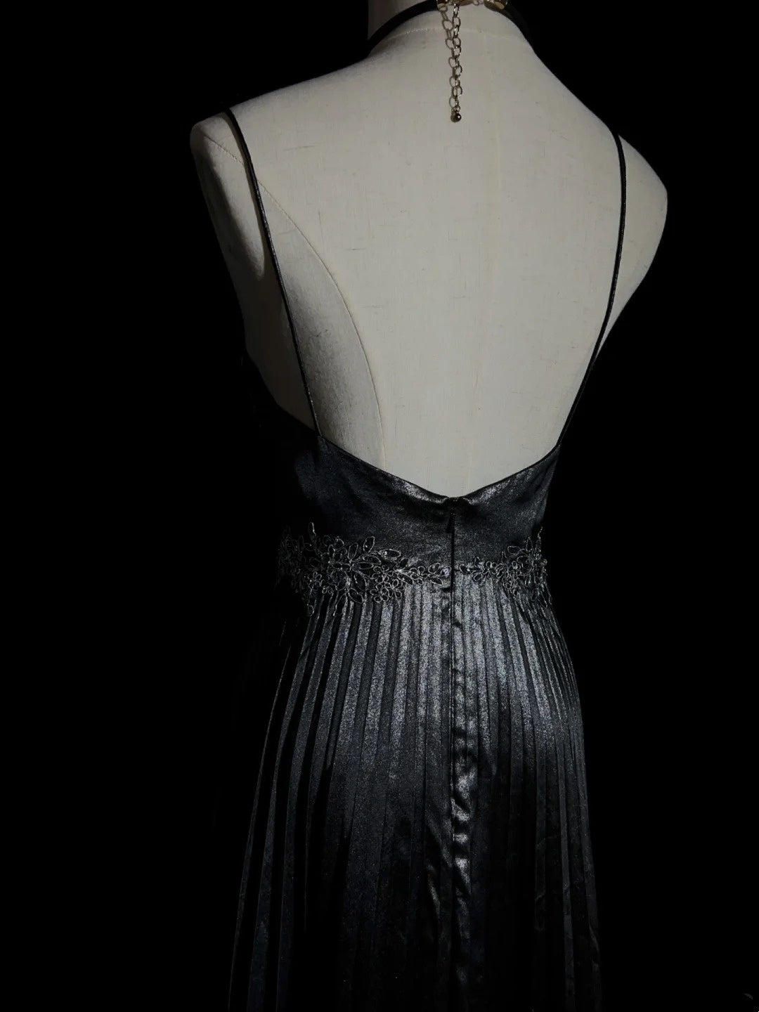 Beautiful Prom Dresses Inspo A line Spaghetti Strap Grey Satin With Lace tea Length For Women Formal Dress N3204
