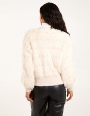 Fluffy Pearl Button Cardigan