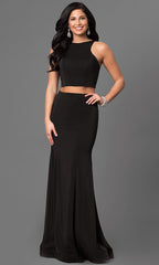 Two Piece La Femme Prom Dress with an Open Back