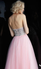 Long Jovani Strapless Blush Pink Prom Dress