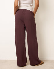 Linen-Blend Drawstring Trousers