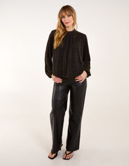 Metallic High Neck Puffball Top