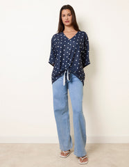 Polka Dot Knot Front Top