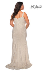 Empire-Waist Long Sequin Plus-Size Prom Dress