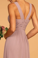 Chiffon Ruched Bridesmaid Long Formal Dress