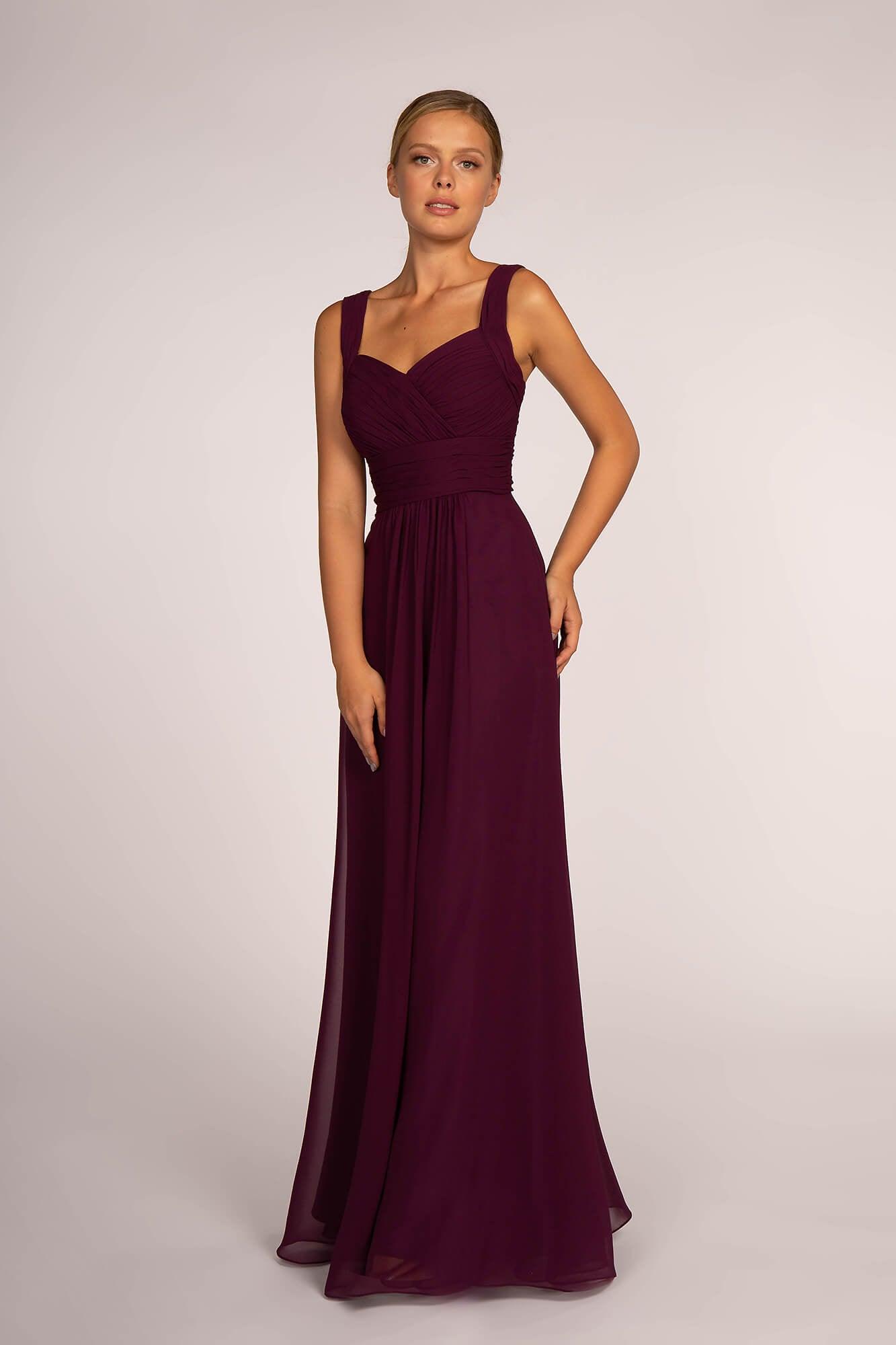 Chiffon Ruched Bridesmaid Long Formal Dress